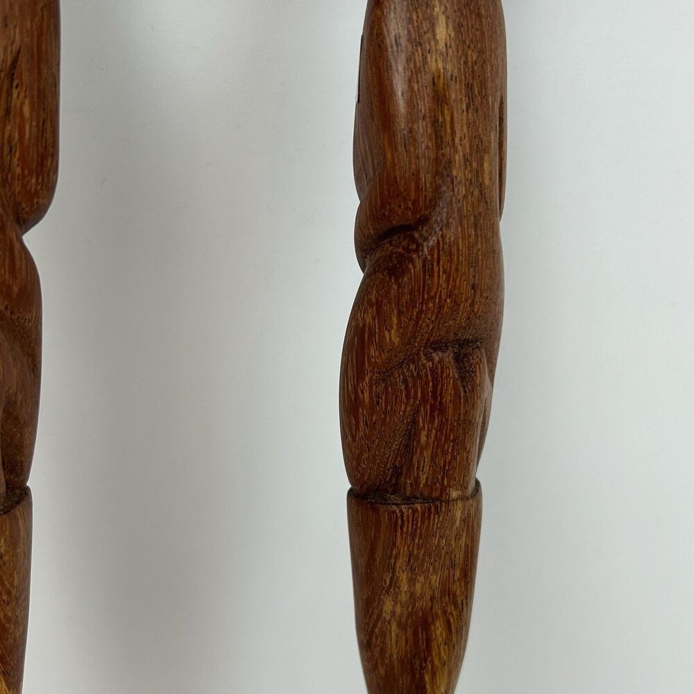 Hand Carved African Wooden Salad Server Spoon Fork Set Kenya A Leo Product - Picture 10 of 13
